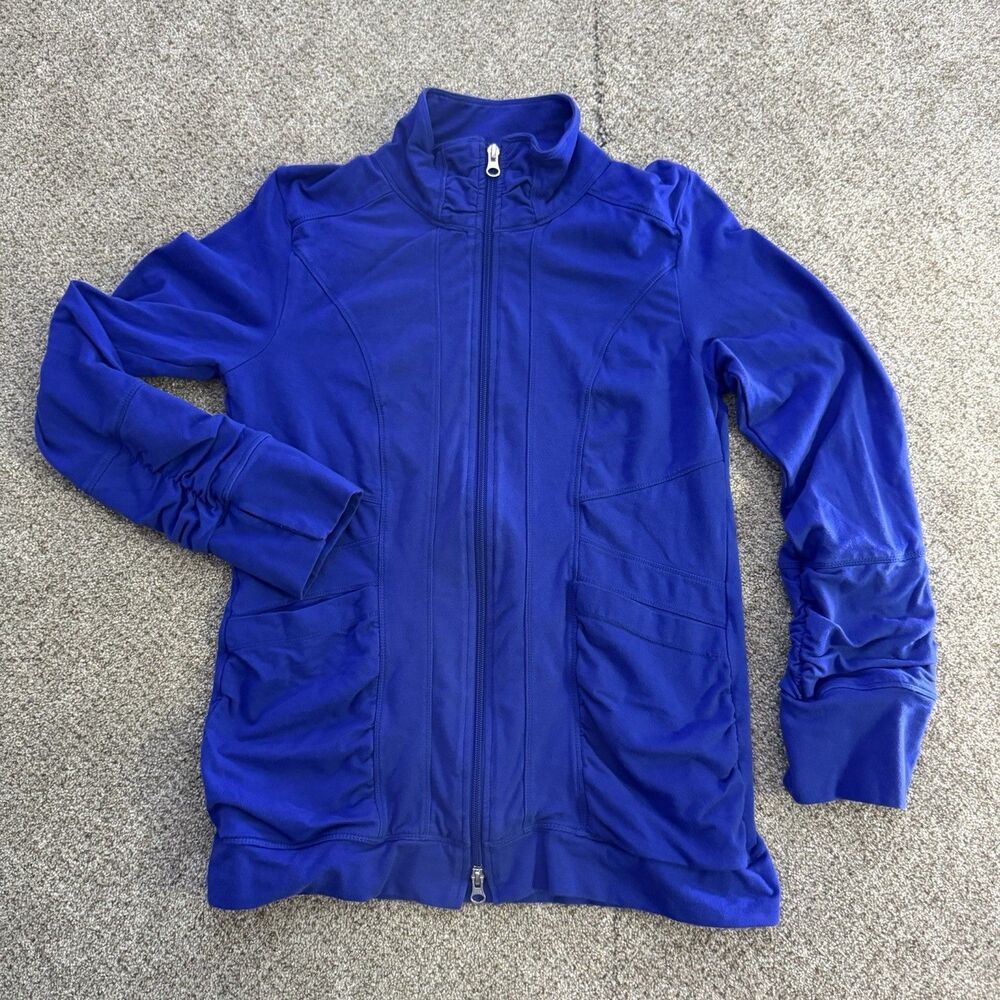 Orvis Sporting Traditions Full Zip Jacket Womens XS Royal Blue Ruched Athleisure